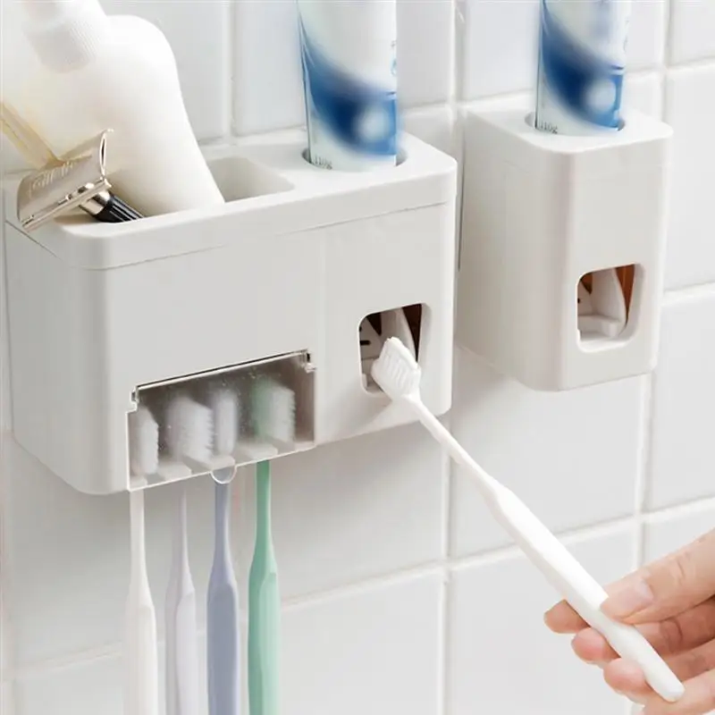 

2pcs Multifunctional Toothpaste Squeezer Wall Hanging Lazy Toothpaste Squeezer Full Toothbrush Holder Squeezed Toothpaste Set