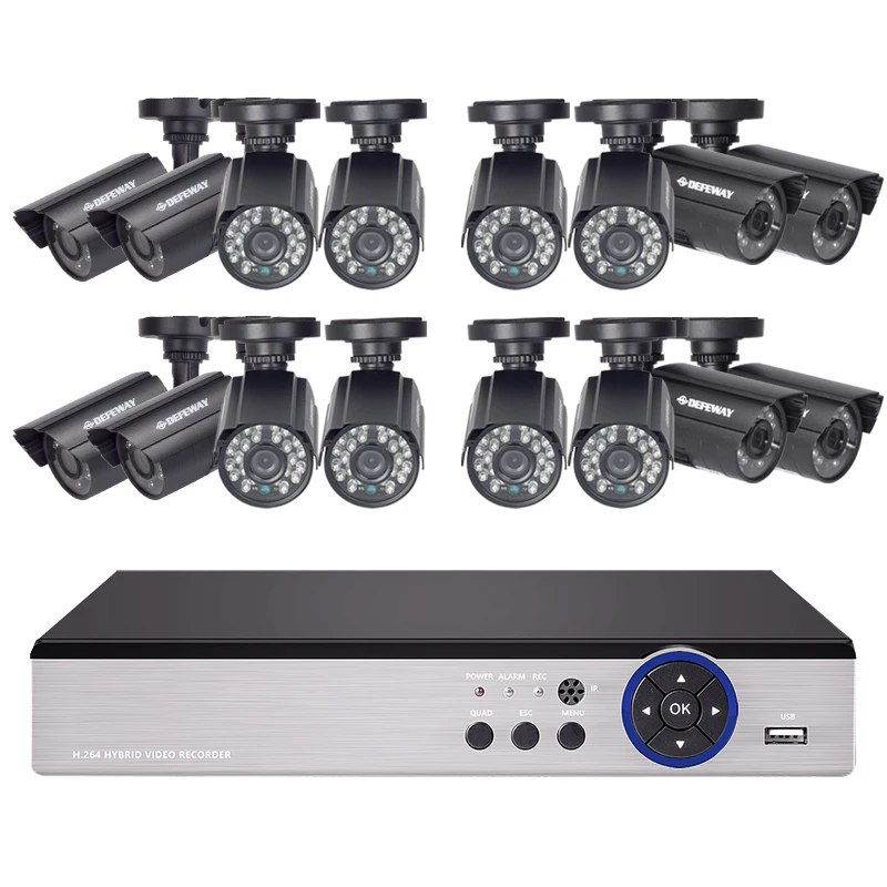 DEFEWAY 16CH 720P AHD DVR Kit 16x720P 1200TVL внутренняя и наружная видеокамера безопасности 16