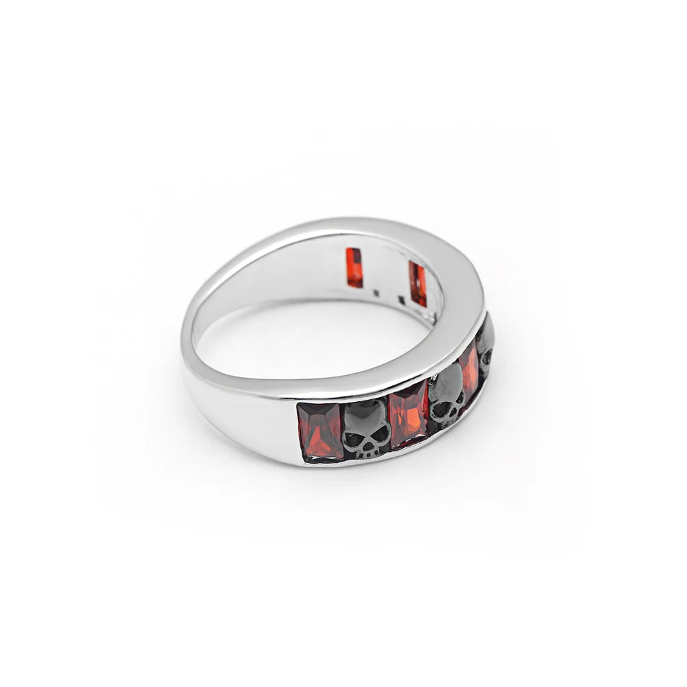 UFOORO свадебные кольца для женщин Уникальный дизайн красный циркон черный череп кольцо простая Мода Лучшие девушки подарок дропшиппинг