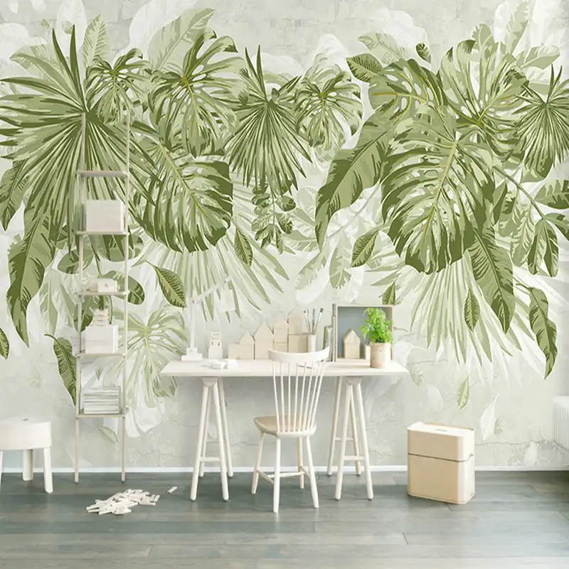 Foto Papel Pintado Plantas Verdes Tropicales 3d Pared Murales Sala
