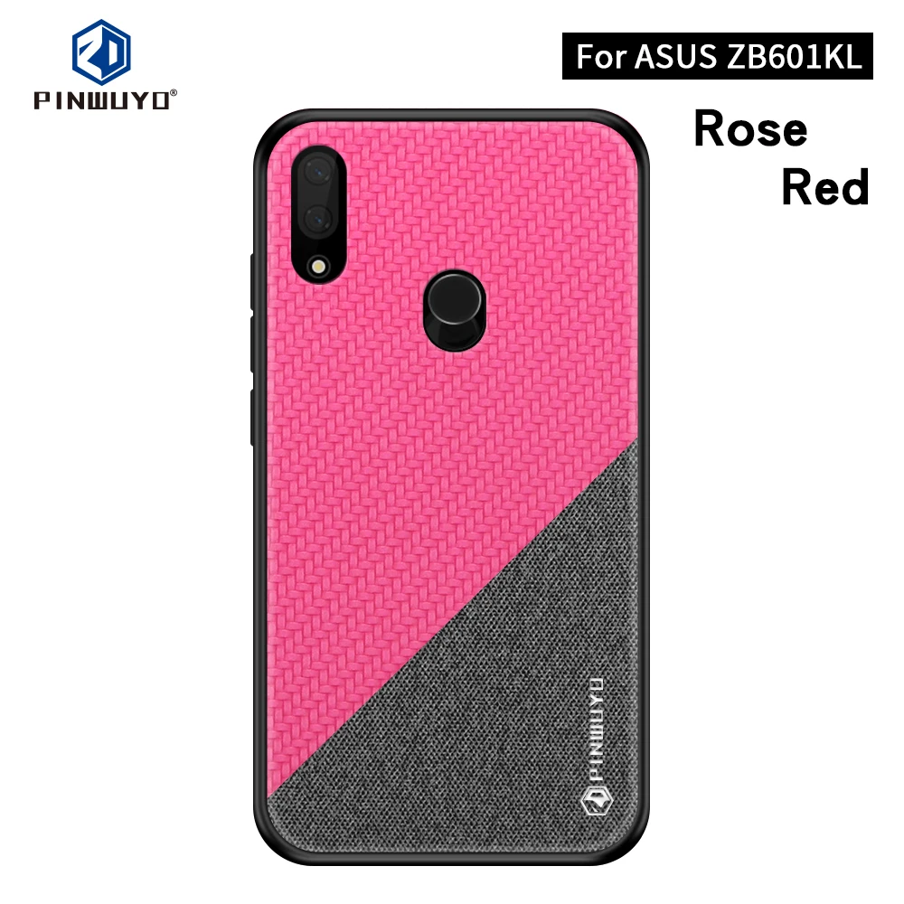 PINWUYO для ASUS Zenfone Max Pro M1 ZB601KL Чехол Жесткий ПК+ Ткань задняя крышка чехол s для ASUS ZB601KL полный защитный чехол для телефона - Цвет: Розово-красный