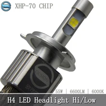 1 шт. P70 мотоциклетные светодиодный H4 фар лампы 55 Вт 6600lm 6000 К XHP-70 фишек супер яркий автомобиль фары противотуманные лампа H7 H4 hi lo