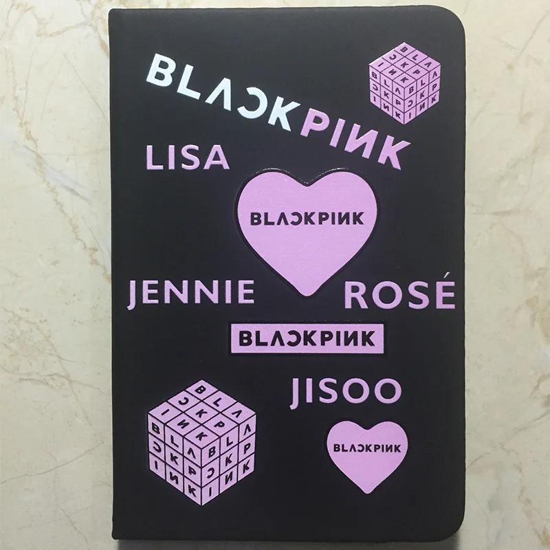 KPOP черно-розовые записные книжки из искусственной кожи LISA ROSE JENNIE JISOO мягкая копировальная розовая шариковая ручка с сердечками блокноты офисные школьные принадлежности Инструменты - Цвет: Note book