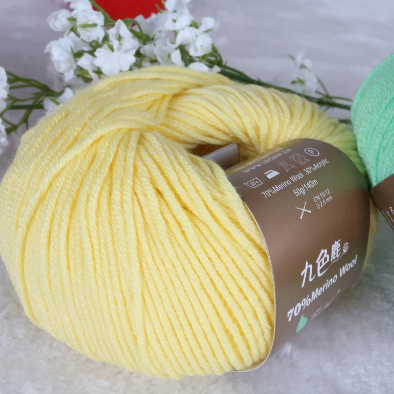 

Free shipping 50g/Ball High Quality 70% Merino Wool Yarn Knitting Wool Crochet By 2.5mm Needle