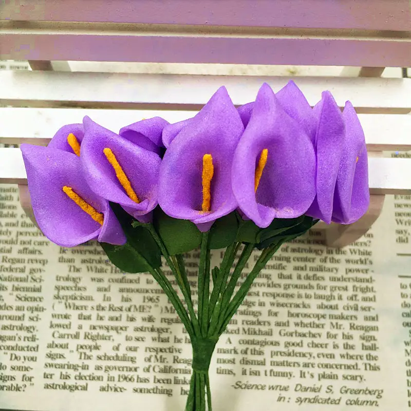 144 шт(2,5 см/а) искусственные из ПЭ пены Калла цветы лилии/Свадебные украшения коробки для подарков "сделай сам" коллаж ремесло поставки - Цвет: purple