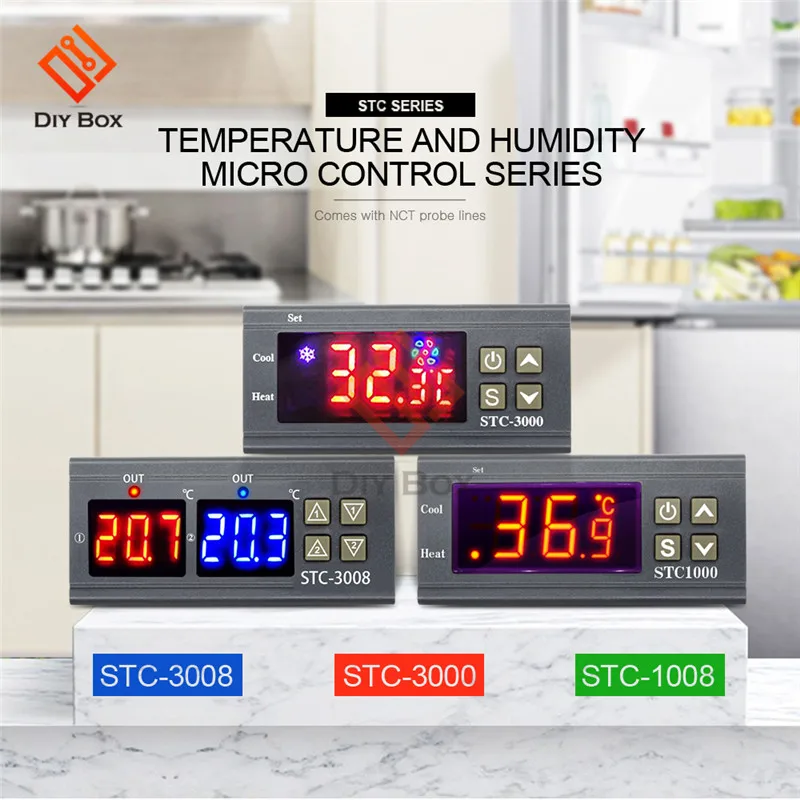 DC12V STC-3000 Digital Display Temperature Humidity Controller Thermostat Sensor