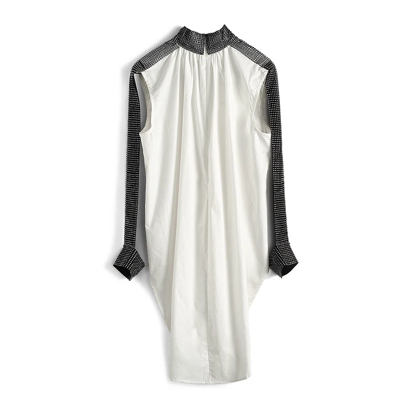 

Starting sequins top 2019 new irregular shirt sexy elegant sequins black white shirt fashion irregular women's shirt shirt