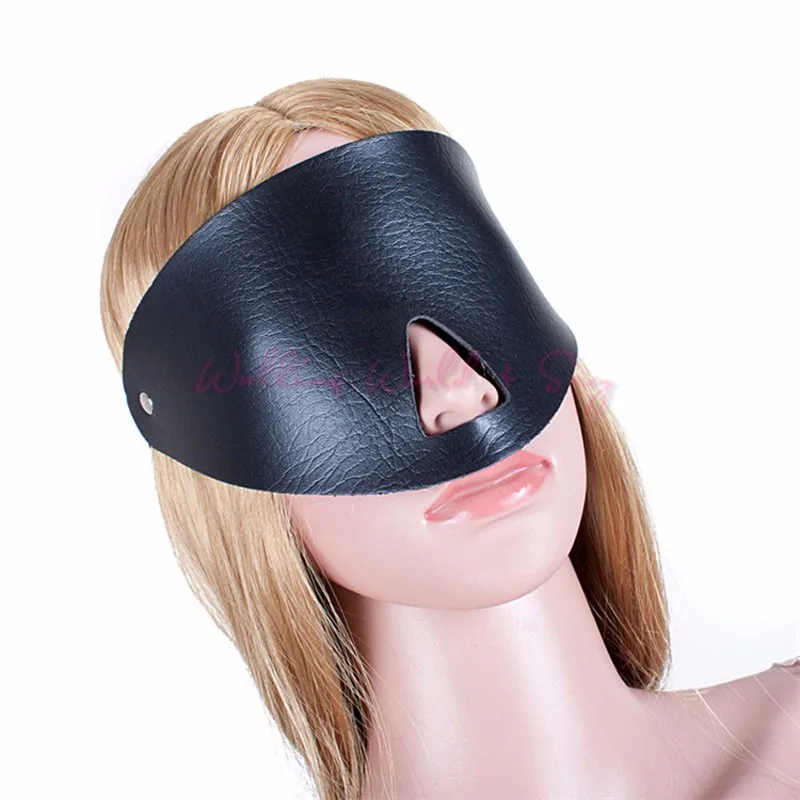 Soft Leather Eye Mask Open Nose Sexy Blindfold Adult Sex Products Fetish Bondage Sexy Blinder Sex Toys For Women Sex Aid Party (1)