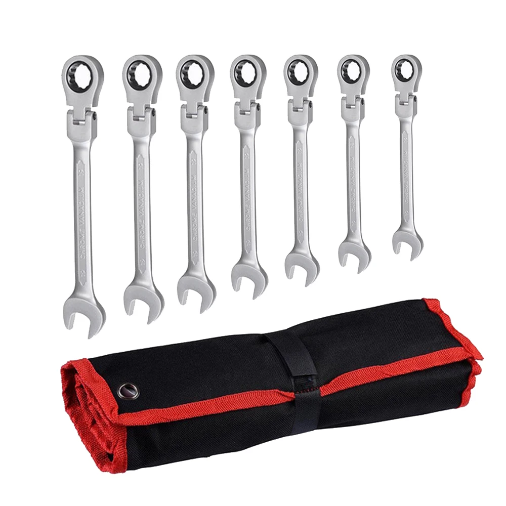 7 unids la llave con la combinación de Llave de trinquete Flexible de reparación de automóviles, herramientas de mano de llaves de un juego de llaves herramientas D6121