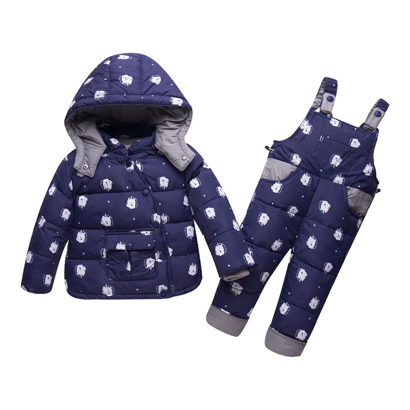 

Kids Clothes Girls Down Coat Children Warm Snowsuit Outerwear + Romper Overalls Clothing Set Russian Children's Winter Jackets