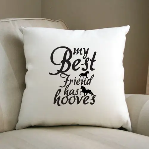 Bestie Best Friends Cushion Cover White My Best Friend Has Hooves Horse