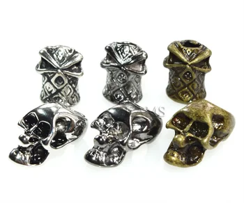 

100pcs Single Vertical Hole Metal Skull Beads for Paracord Knife Lanyards