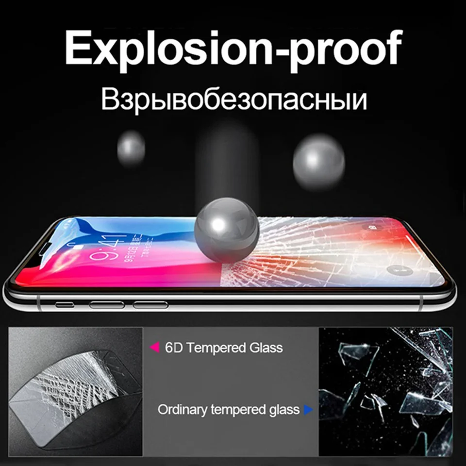 6D Защитное стекло для iphone 11 Pro XS Max полное покрытие защита экрана iphone 7 3D закаленное стекло для iphone 8X6 6s 7 Plus XR