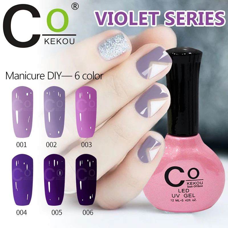 

KoKEKOU 12ml Purple Pink Color Series Gel Nail Polish For The Nail Extension Design Manicure Need Top Base UV Gel Varnishes Gel