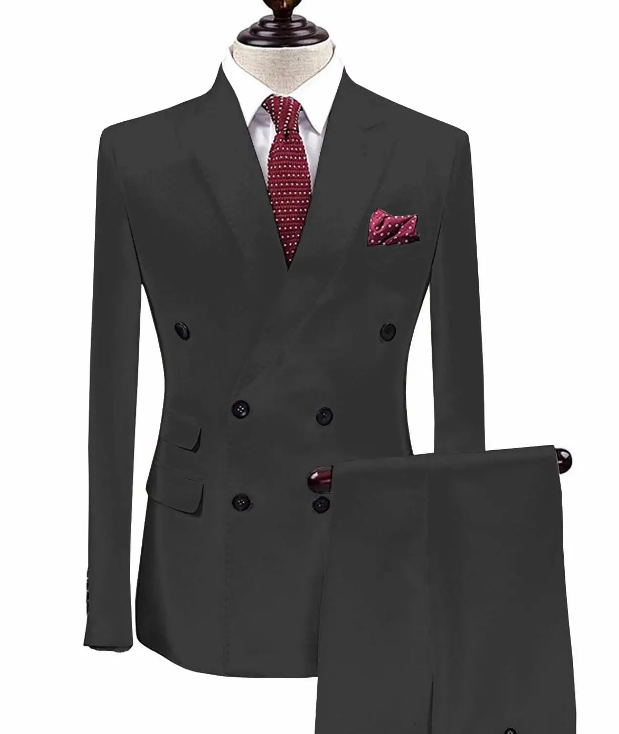 black Белые мужские костюмы из 2 предметов двубортный TERNO для жениха Masculino smoking slim fit Мужские свадебные костюмы смокинг куртка+ брюки - Цвет: black