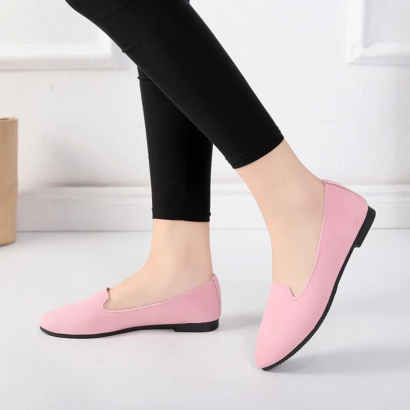 

VTOTA Size 35-43 Women Flats Slip on Flat Shoes Candy Color Woman Casual Boat Shoes Black Loafers Faux Suede Ladies Ballet Flats