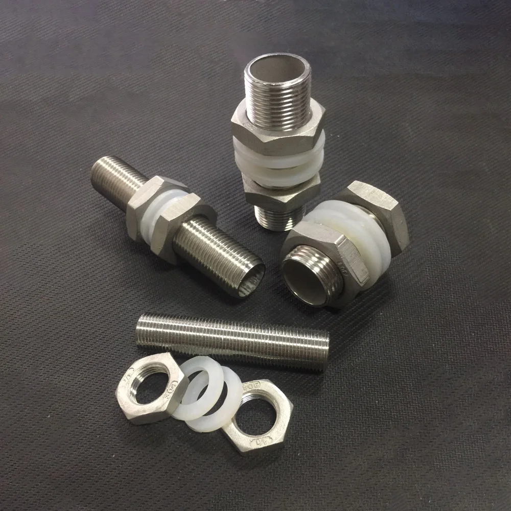 

1/4" 3/8" 1/2" 3/4" 1" -2" BSP x 50/75/100mm Length 304 Stainless Steel Lock Pipe Fitting For Water Tank Aquarium