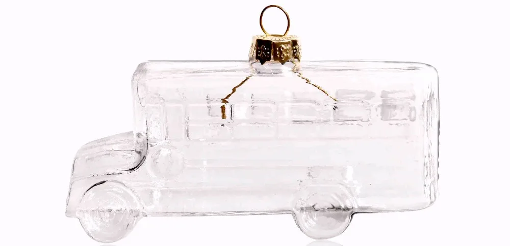 

Promotion - Home Garden Bauble Ornaments Christmas Crystal Glass Ornament Decoration, 100*35mm Transparent School Bus, 5/Pack