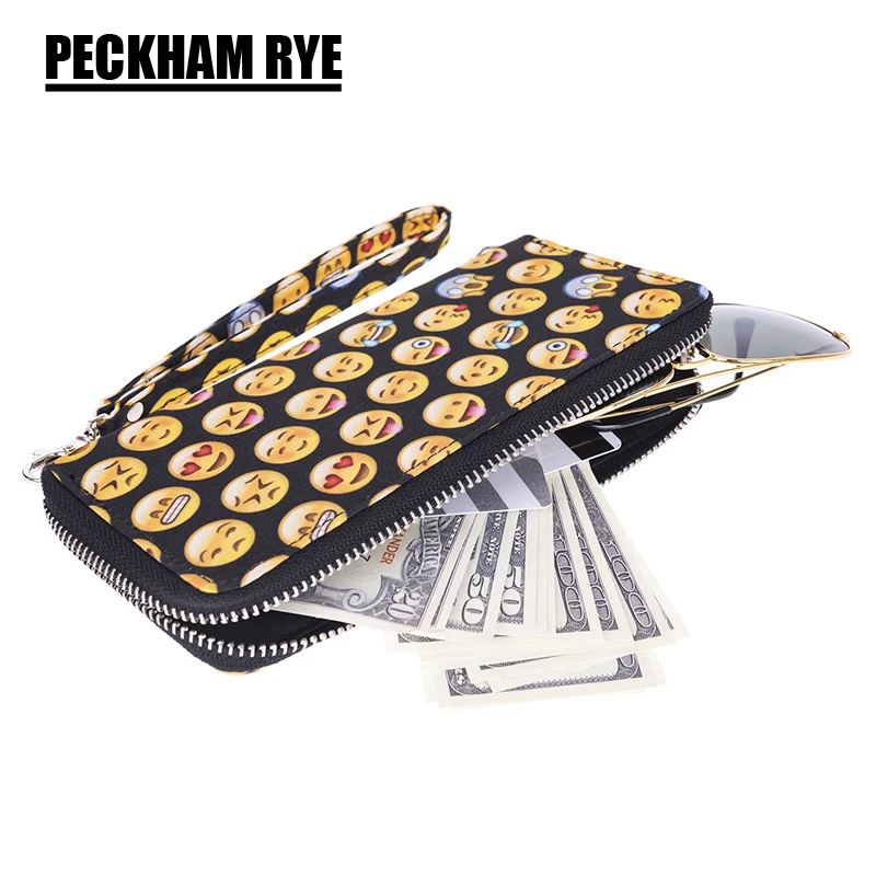 

New hot zipper wallet 3D emoji printed women's long style pouch large capacity purse for girls wallet card holder billetera 2016