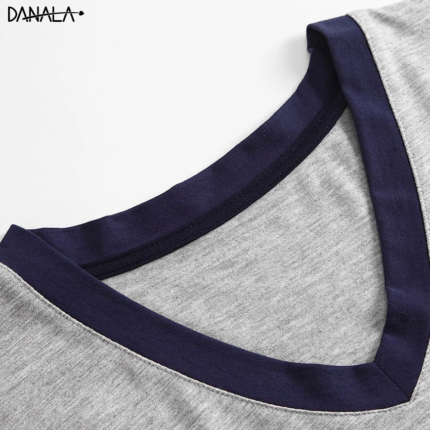 DANALA Modal Casual Women Sleepwear Sets Soft Comfortable Material Vogue V-Neck Short Sleeve Ladies Pajamas Sets