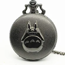 Античный Черный Тоторо из японского аниме кварцевые карманные часы ожерелье кулон рождественские подарочные часы