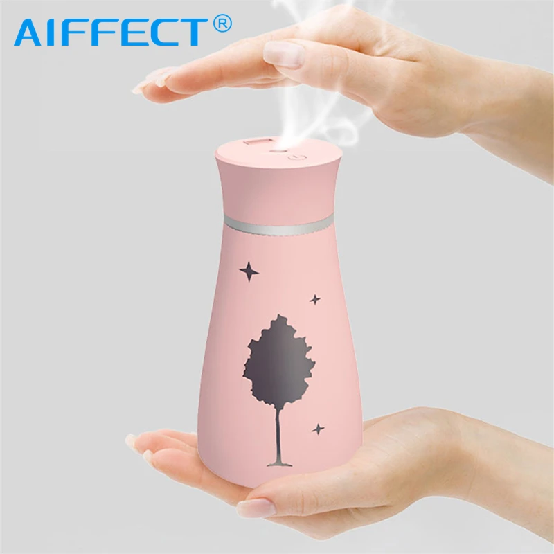 

AIFFECT USB 200ML Air Humidifier for Office Home Car with LED Night Lamp Mini Portable Essential Oil Diffuser with USB Power