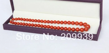 

huij 003275 Graduated natural 17" 8-12mm round dark red coral necklace 14K gold clasp