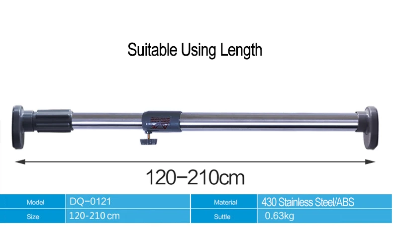 430 нержавеющая сталь прямая длина удлиненная душевая занавеска трубы балкон сушилка для одежды стержень без бурения 120-210 см DQ0121