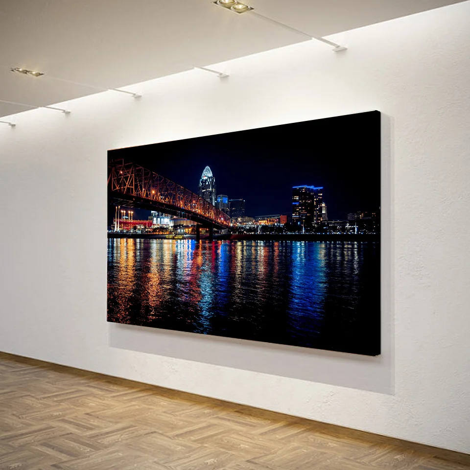 1 Pcs/Set Framed HD Printed New York City Night Bridge Wall Art Canvas