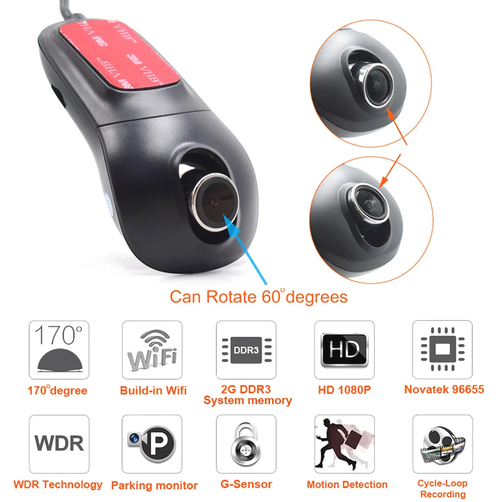 XCGaoon Wifi Автомобильный регистратор DVR видеорегистратор видеокамера тире камера