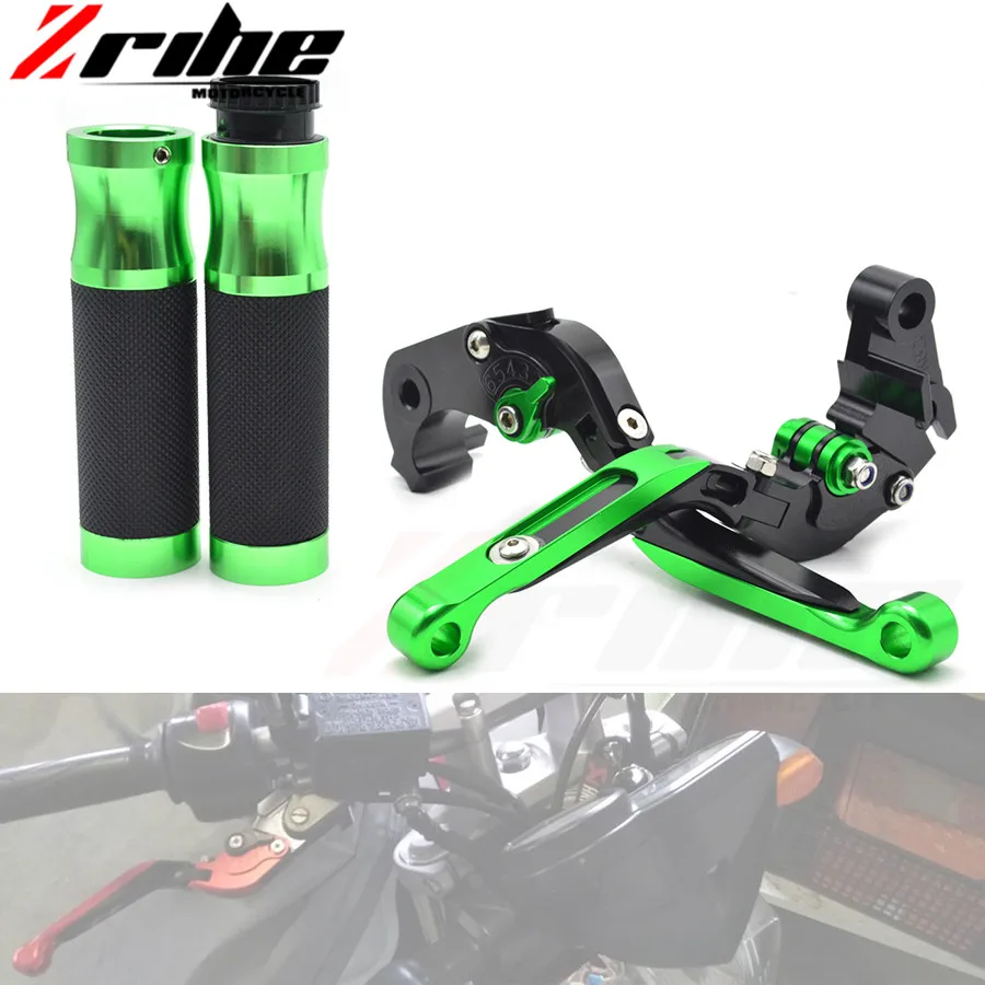 Motorbike Brake Clutch Levers&7/8"Handlebar Hand Grips green For