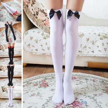 

Thigh High Sheer Bow Stockings Fashion BLack Red White Sexy Stockings Hosiery Nets Stay Up For Sweet Lady Girls Hot