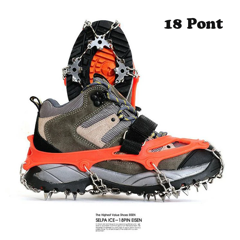 

Outdoor 18-tooth stainless steel ice crampons welding snowshoes hiking Walking studs anti-skid shoe covers crampons