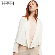 HYH HAOYIHUI осень OL леди сплошной белый женский v-образный вырез с длинным рукавом повседневное женское свободное элегантное пальто сексуальные женские блейзеры