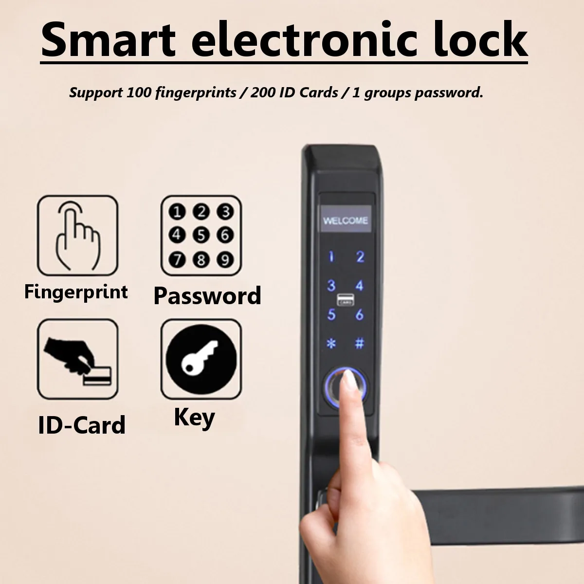 

European Type Aluminium Door Smart Electric Fingerprint Door Lock Stainless Steel Sliding Security Intelligen Door Lock