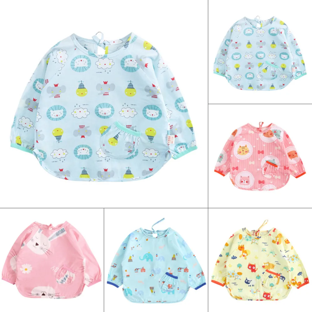 

Baby Bibs Adjustable Cartoon Waterproof Long Sleeve Baby Apron Saliva Towels Infant Cat Styles Burping Cloth for Newborn