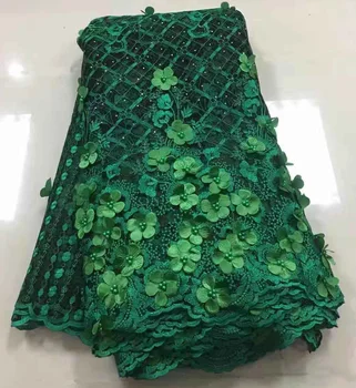 

Nigerian Lace Fabrics 2019 French Lace Fabric High Quality 3D Beaded Lace Union African Lace Applique Fabric For Dress XY2409B-2