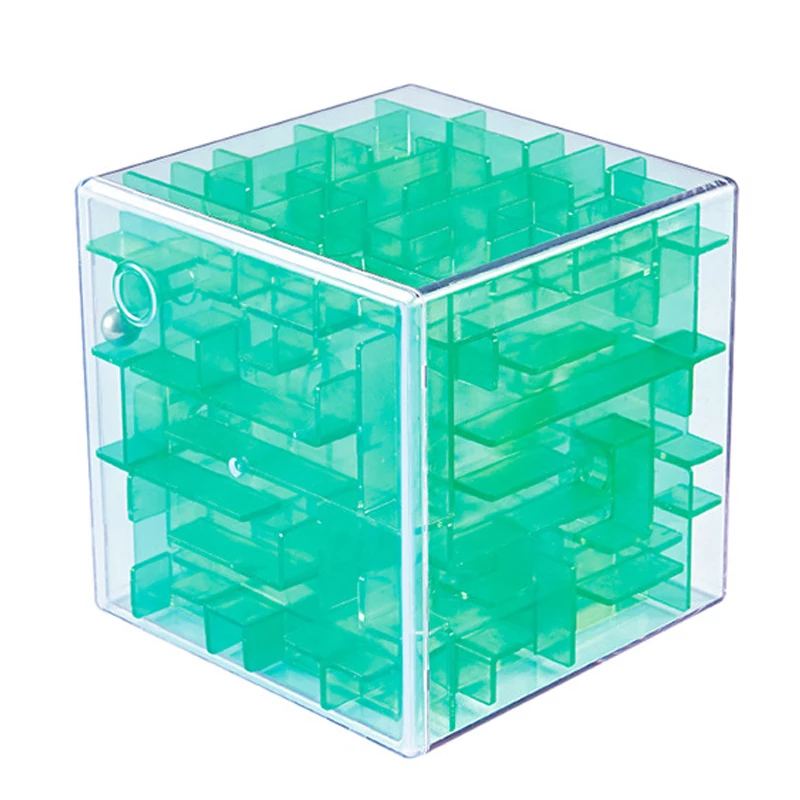 3D куб головоломка Лабиринт стальной шар игра игрушки чехол забавная игра для мозгов интеллектуальное улучшение баланса способность Развивающие игрушки для детей - Цвет: 60MM Dark green