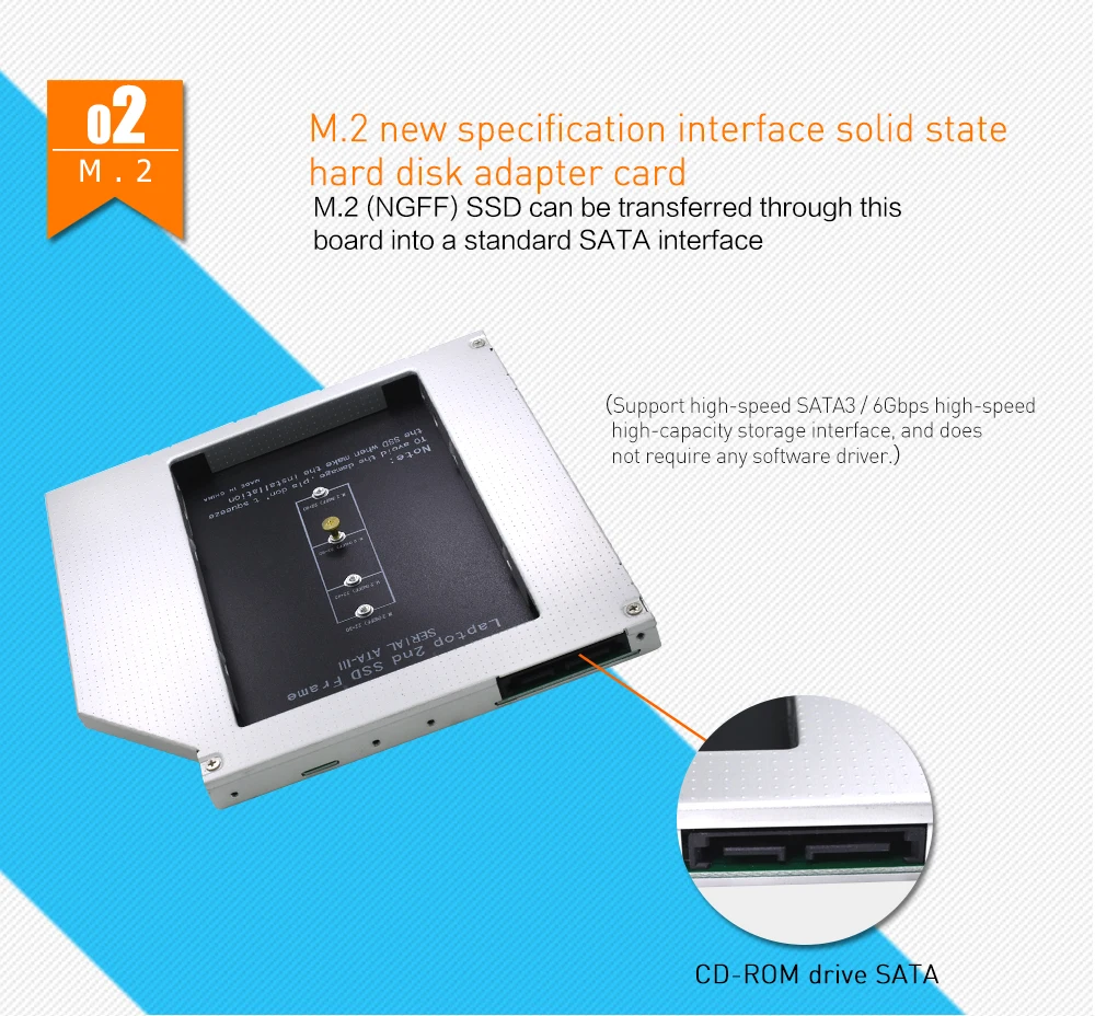 TISHRIC 2nd HDD Caddy 9,5 мм алюминиевый чехол Корпус жесткого диска адаптер Dvd hdd для M2 NGFF SSD ноутбук CD-ROM