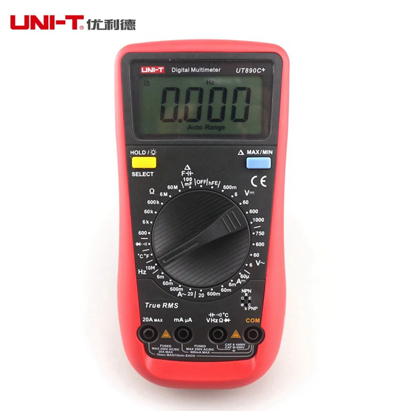 

UNI-T UT890C+ Digital LCD Multimeter True RMS AC/DC Frequency Palm Size LCD Backlight Automotive + Temperature Probe