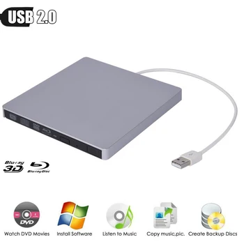 

Bluray USB 2.0 External Optical Drive DVD Burner BD-ROM Blu-ray Player for WINDOWS XP/7/8/10 Mac Desktop Laptop PC