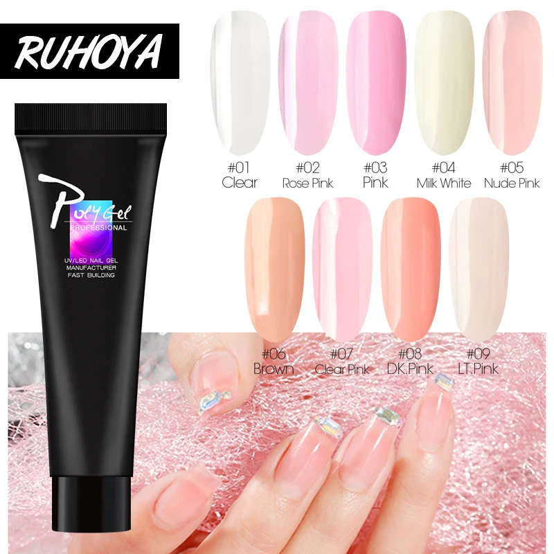 

Ruhoya Polygel Quick Building Crystal Jelly Hard Gel Acrylic Builder Poly Gel Soak Off Nail Extension Polygel Primer Manicure