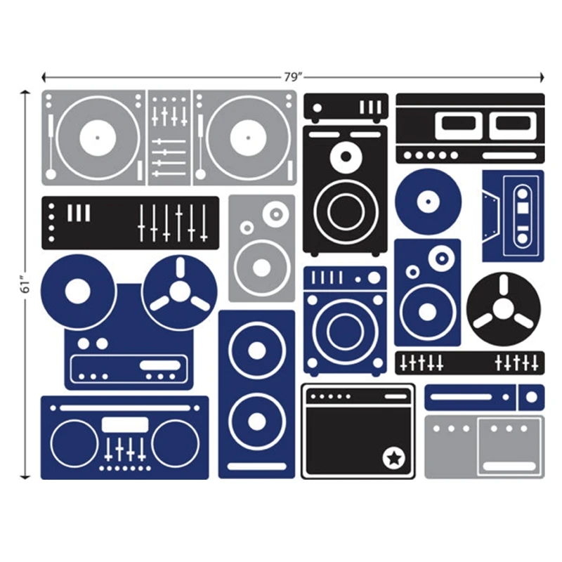 200x155 см Экстра большая музыкальная техника настенная художественная наклейка s, виниловые настенные стикеры на заказ музыка, DJ Переводные картинки A2051