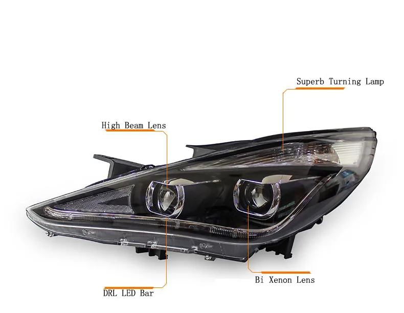 Ownsun New Eagle Eyes светодиодный DRL биксеноновые фары с объективом для hyundai Sonata 8th 2011