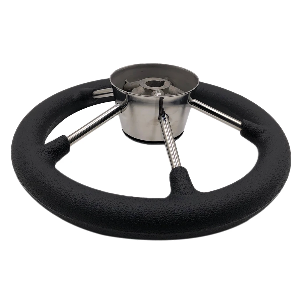 Universal UV-Resistant 5-Spoke 11-inch Boat Steering Wheel with Center Cap Stainless Steel Marine Grade