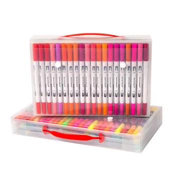 

Dual Tips 72/100 Color Art Marker Pen Water Based Ink Soft Fine Brush Pen PP Box Watercolor Paintbrush Sketch For Manga Drawing