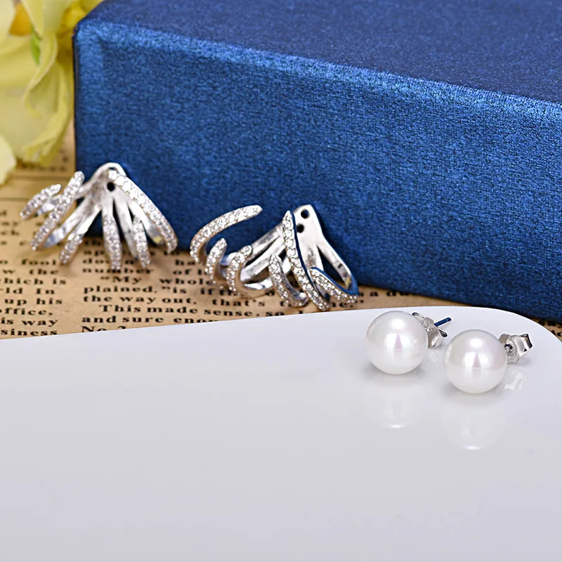 

Fashion Pearl Flower Shiny AAA Zircon Earrings High Quality Unique Earring Jewelry For Women ZK40