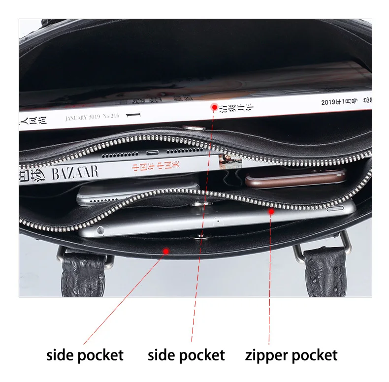 McParko натуральная кожа страуса Портфели Бизнес сумка для Для мужчин Роскошь кожи страуса кожа адвокат Портфели Для мужчин драгоценные сумки