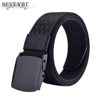

Best YBT New Unisex Belt Nylon Plastic Smoother buckle Women Belt Adjustable Outdoor cowboy pants Hot Selling Men Belt
