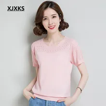 XJXKS женская летняя новая льняная футболка с короткими рукавами однотонная женская футболка с простым круглым вырезом 5 цветов